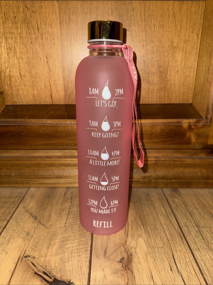 Hydromate 32 Oz Shatter Resistant Glass Water Bottle Hydration Motivation