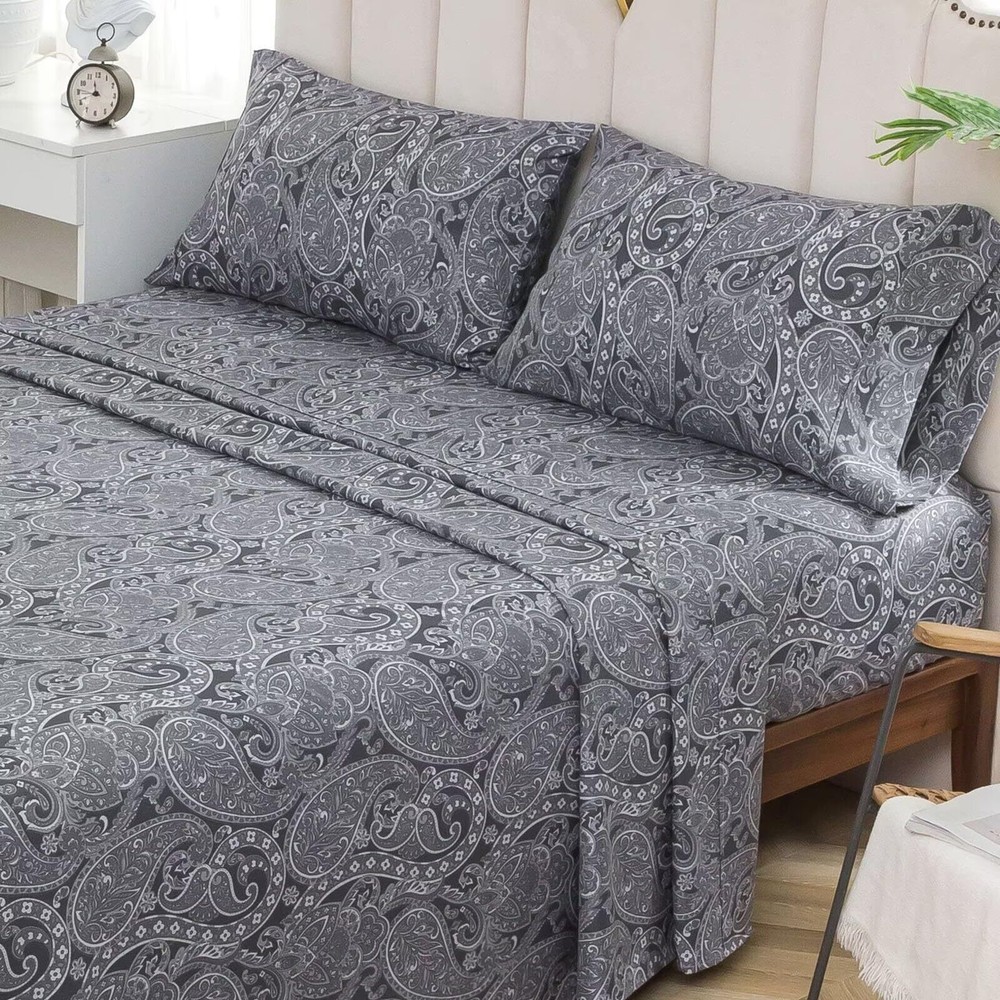 4 Pieces Queen Microfiber Sheets Set, Breathable and Soft Bed Sheets with Dee...