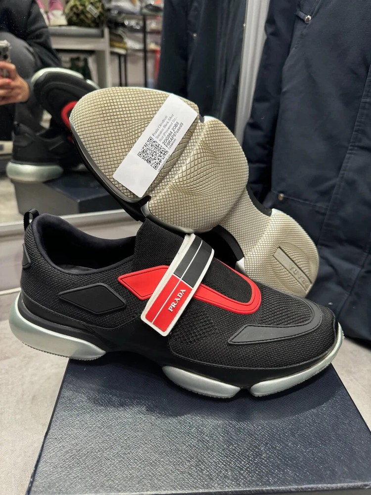 Prada Cloudbust Sneakers Black Silver Red EU8 US9 Fast Shipping