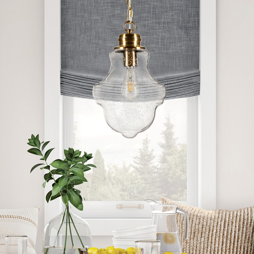 Annie Brass Seeded Glass Pendant in Brass or Seeded Finish