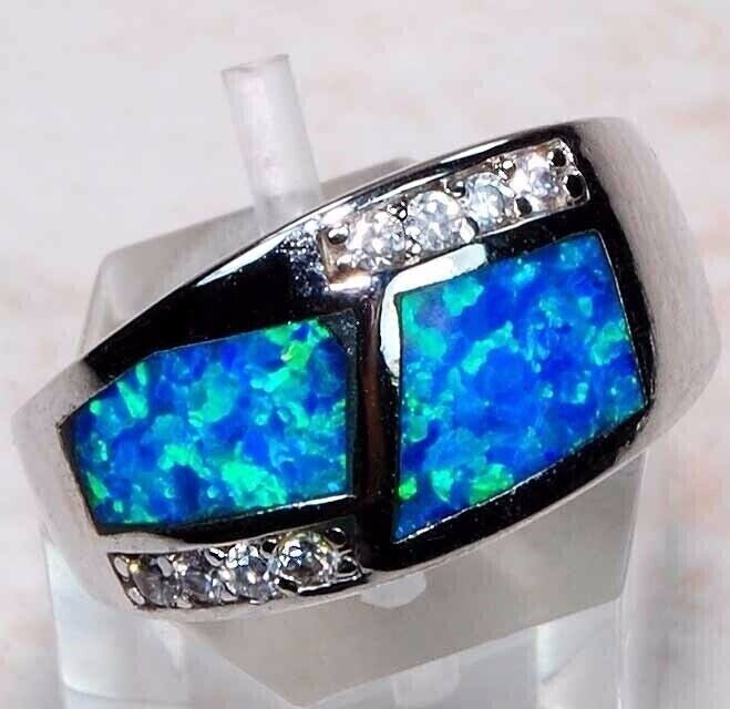 Australian Opal Topaz 925 Sterling Silver Ring Size 6 TD2 Jewelry