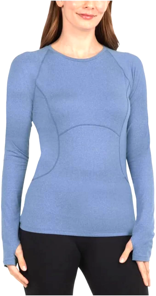 Spyder Active Women's Peached Jersey Long Sleeve Thumbholes Top, Blue HR, XXL