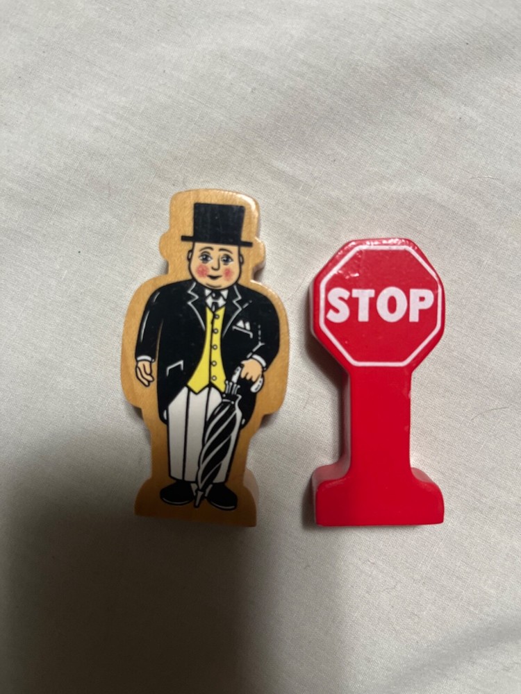 Thomas The Train Wooden Railway Sir Topham Hatt Wood Figure And Stop Sign