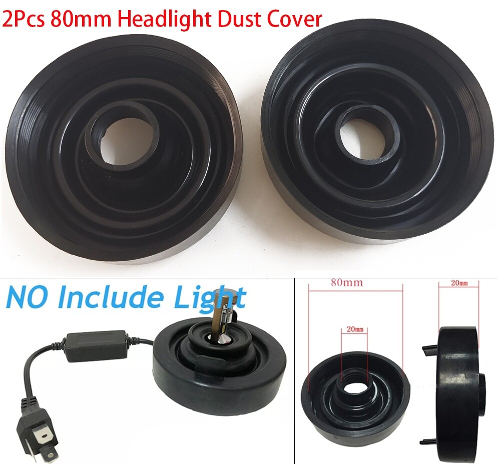 80mm Car Headlight Dust Cover Kit Waterproof for HID LED Bulbs 2-Pack