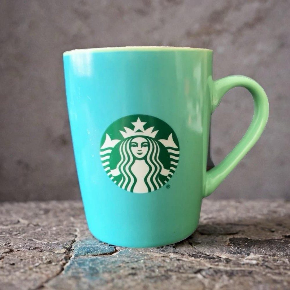 Pre Owned Starbucks 2021 Ceramic Mug Green Color Fade 10oz Siren Mermaid