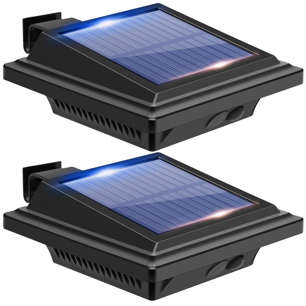 2 Pack 40 LED Solar Gutter Lights for Outdoor Fence Bright Solar-Powered Lighting