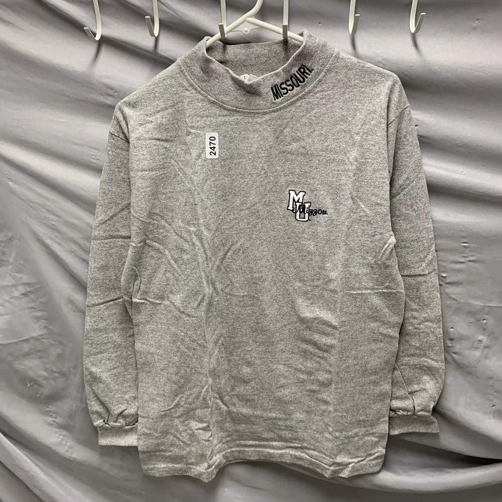 Vintage Missouri University Shirt Adult Medium Grey Long Sleeve Embroidered Mens