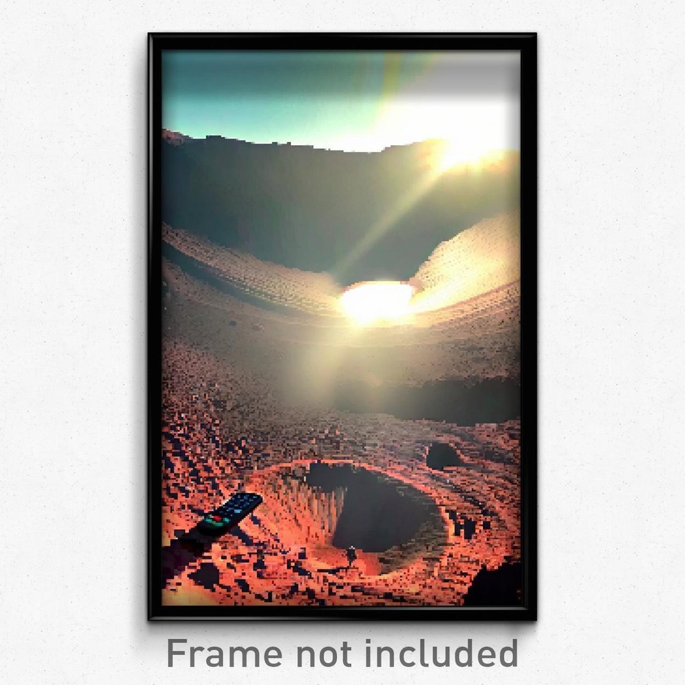Pixel Art Poster - Remote Crater (8 Bit Psychedelic Trippy Video Game Print)