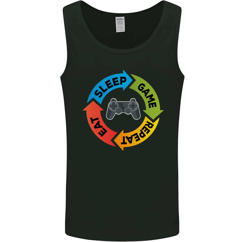 Gaming Eat Sleep Game Repeat Gamer Mens Vest Tank Top