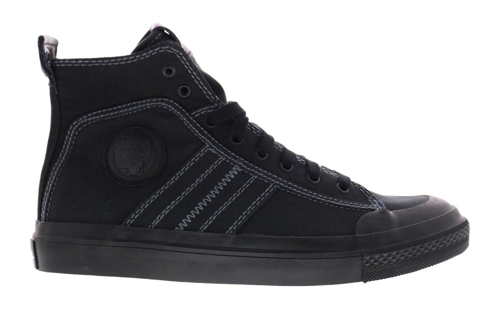 Diesel S-Astico Mid Lace Mens Black Canvas Lifestyle Sneakers Shoes 9