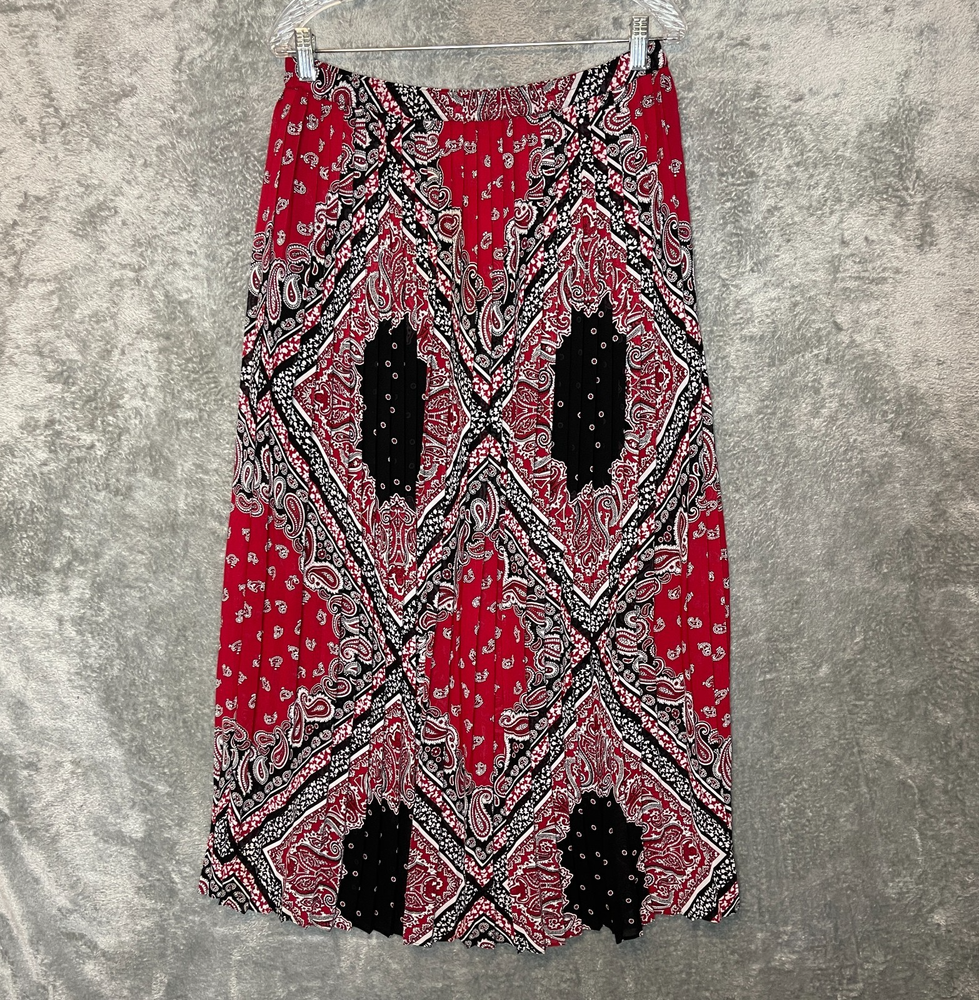 Michael Kors Women Paisley Geometric Pull On Pleated Lined Maxi Skirt XS