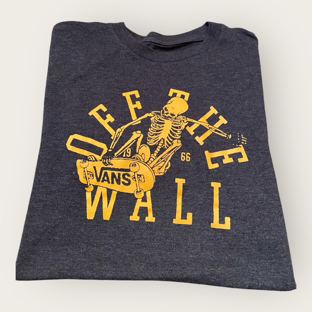 Vans Shirt Mens Small Gray Graphic Off The Wall VANS Skate Skeleton Skater Y2K