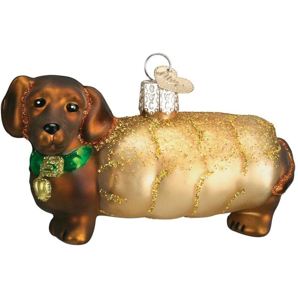 Old World Christmas Glass Blown Ornament, Wiener Dog (With OWC Gift Box)