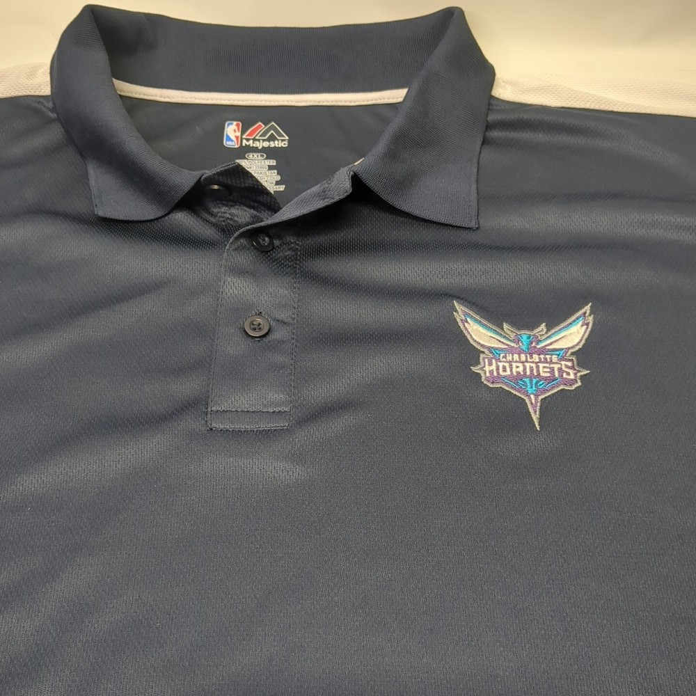 Majestic Men's NBA Charlotte Hornets Polo 4xL Short Sleeve