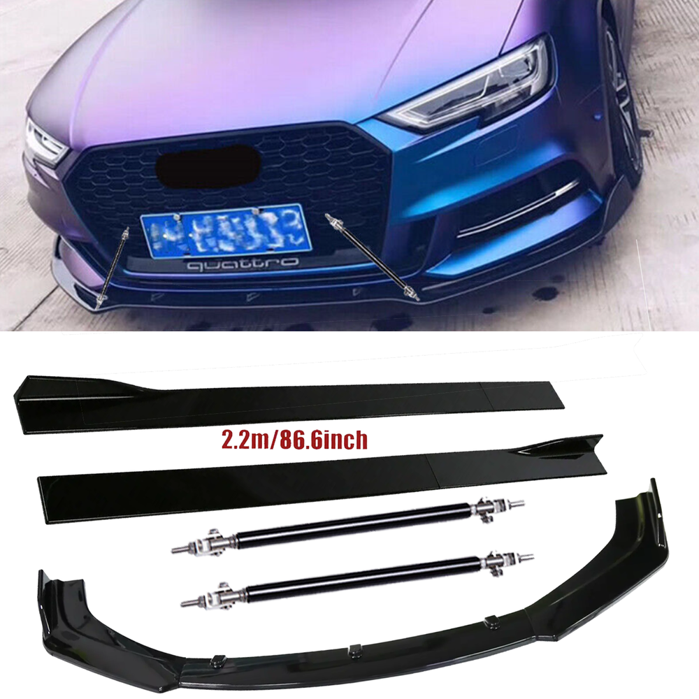 Front Bumper Lip Splitter Spoiler Strut Rods For Audi A4 A5 A6 A7 B7 B8 C6 S3 S4