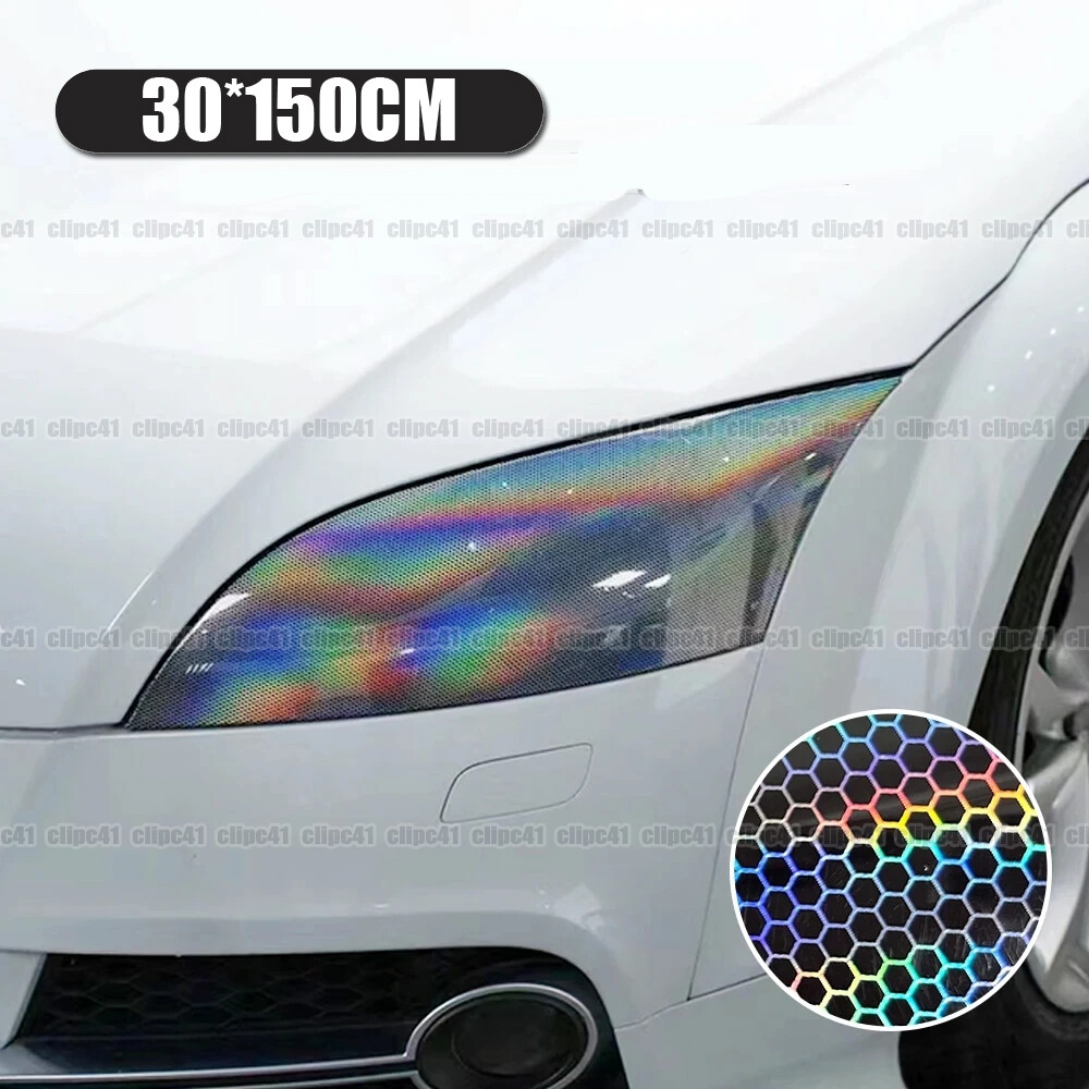 Transparent Honeycomb Laser Tint Film Headlight Tail Light Cover Car Vinyl Wrap