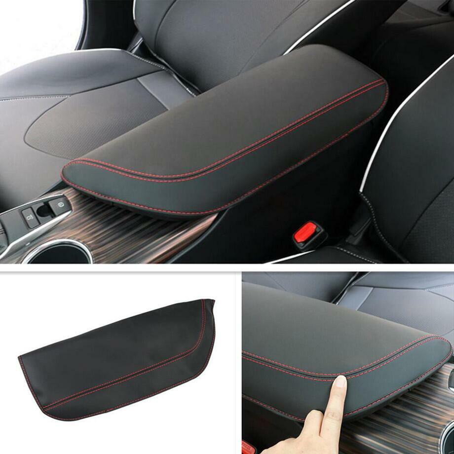 For 2018-2021 Toyota Camry Black + Red Car Armrest Box PU Leather Cushion Covers