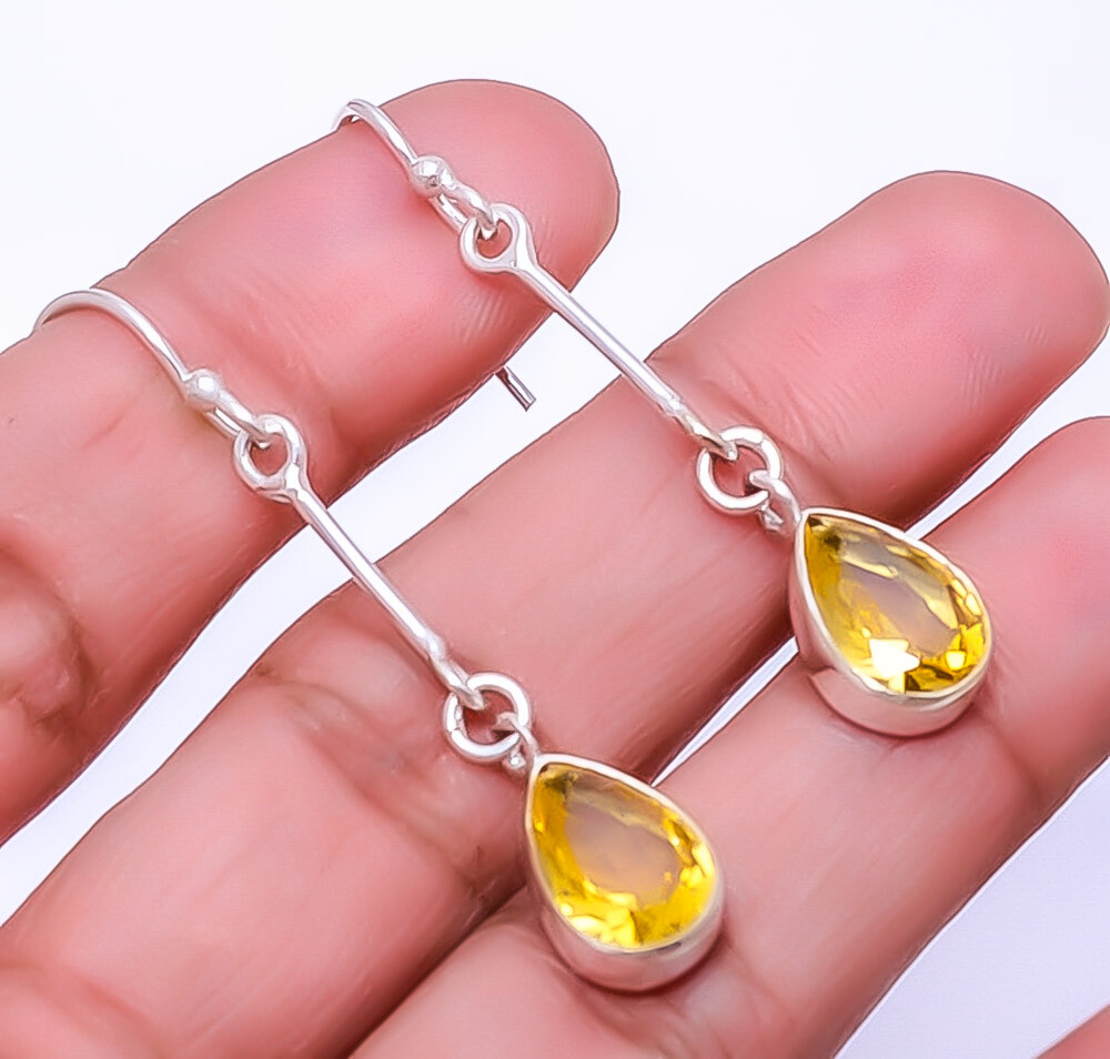 Citrine 925 Sterling Silver Designer Earrings Valentine Gift 1.95