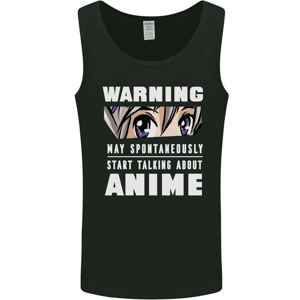 Warning May Start Talking About Anime Funny Mens Vest Tank Top