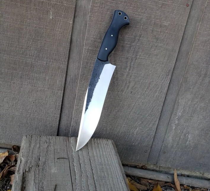 Custom Handmade Hunting Camping Bowie Knife with Carbon Steel Blade and Black G-10 Micarta Handle