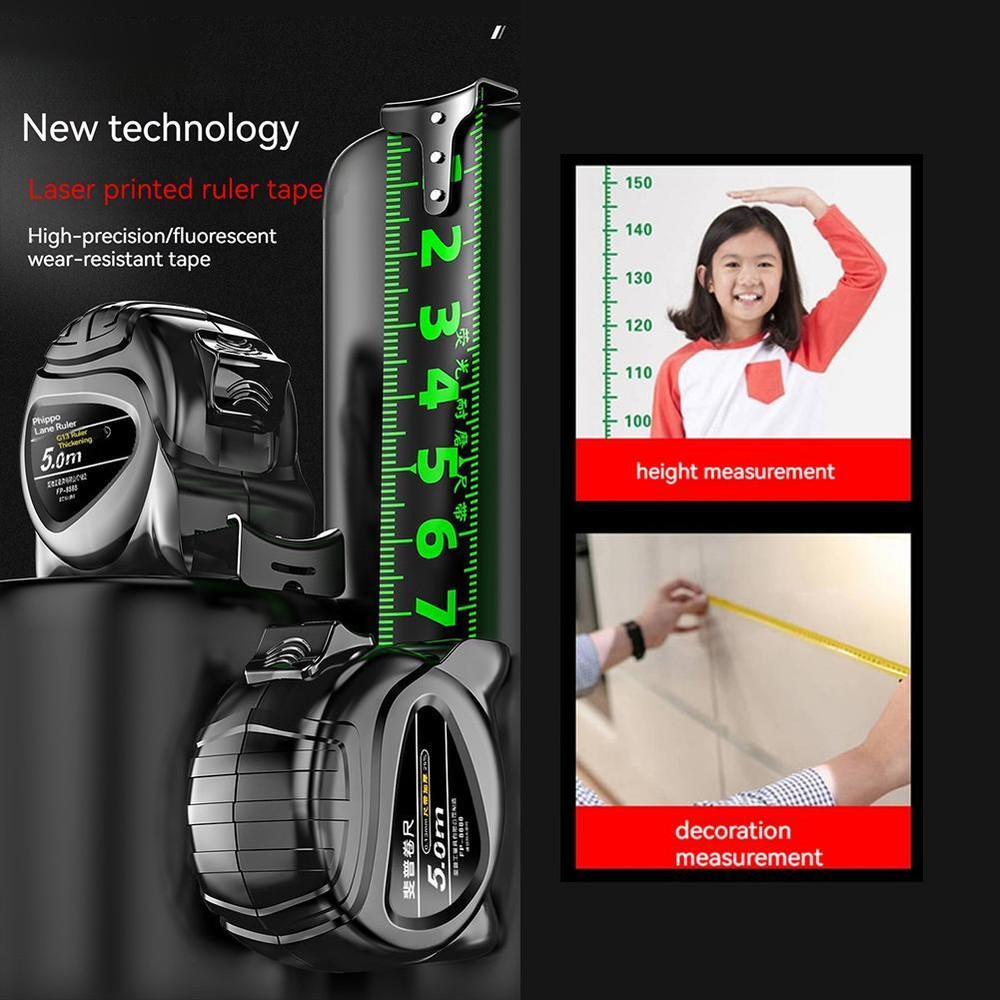 Steel Tape Measure Self-Locking Fluorescent Tape Measure Length Tools D1P2 V4V3