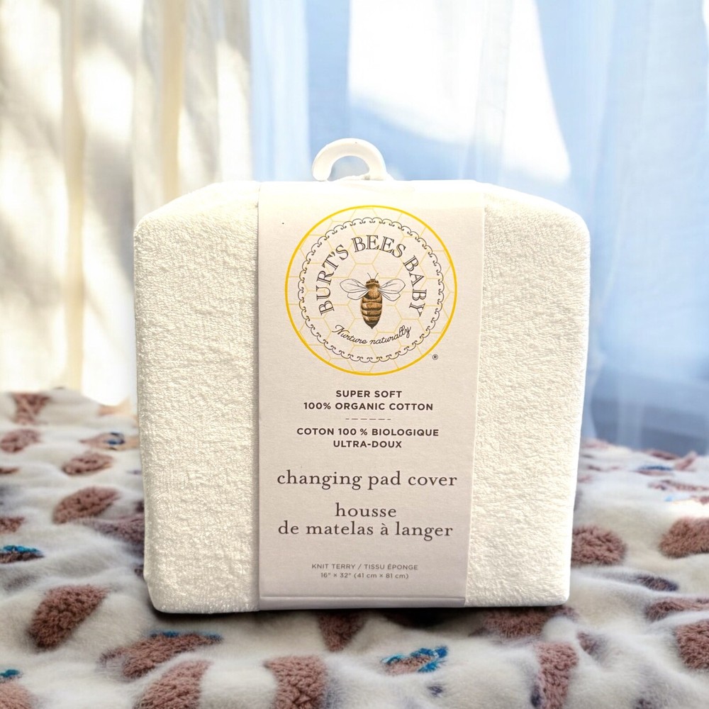Burt's Bees Baby Changing Pad Cover  100%  Organic Cotton Jersey White 16
