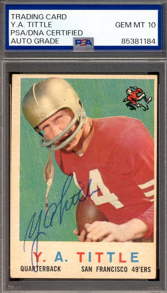 Y.A. Tittle Gem Mint 10 PSA DNA Signed 1959 Topps Autograph