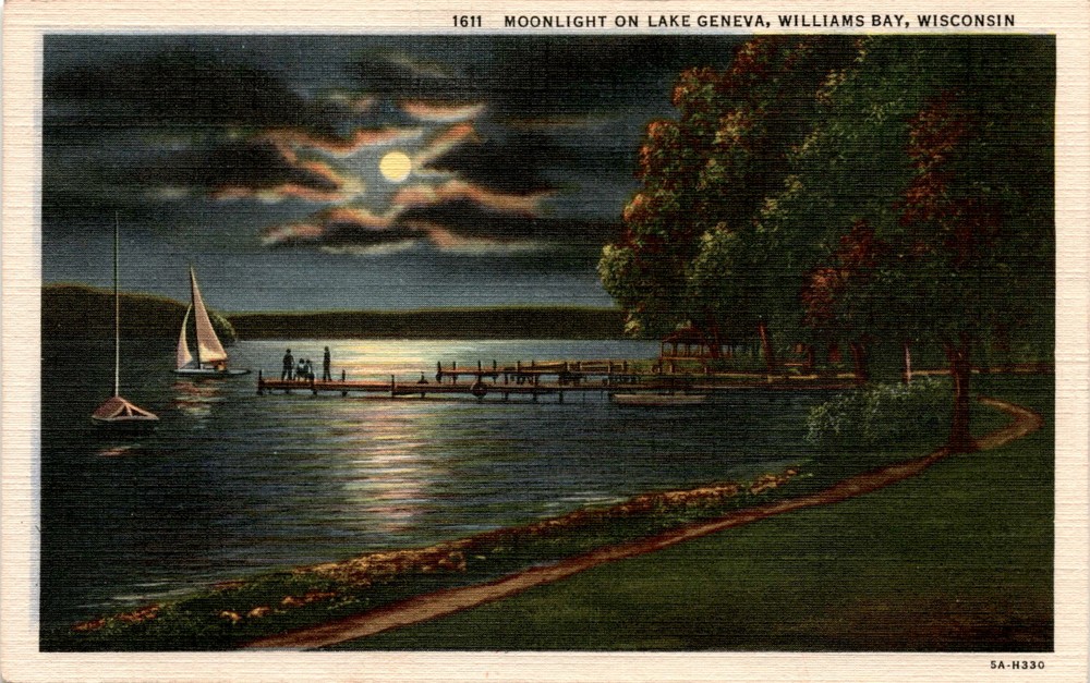LAKE GENEVA, WILLIAMS BAY, WISCONSIN, BISHOP Postcard
