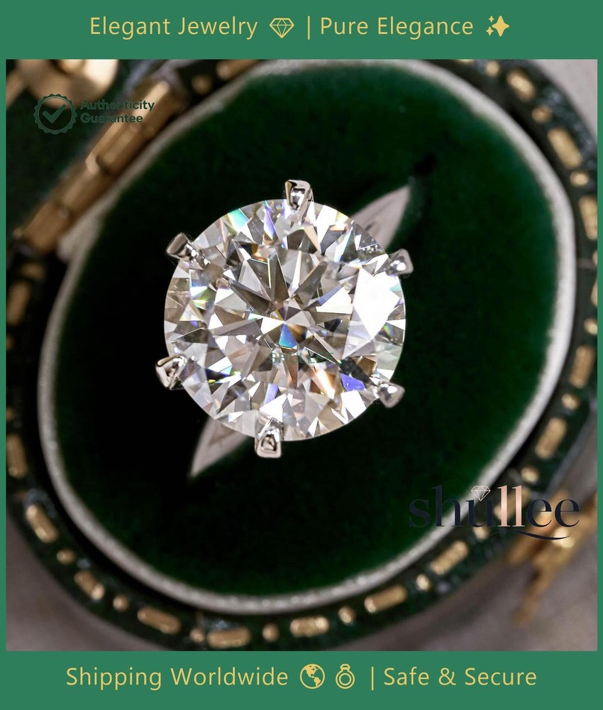 Cyber Monday 14k White Gold Solitaire 10Ct Lab Grown Diamond Ring For Women's-image