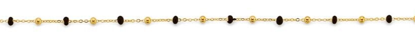 NEW 14K YELLOW GOLD BLACK ENAMEL BEAD ANKLET
