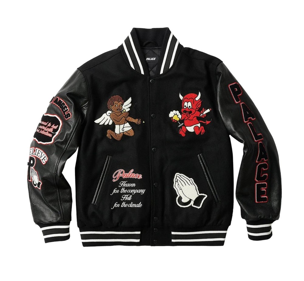 Men Black Wool Fallen Angels Patch Letterman Varsity Jacket Unisex
