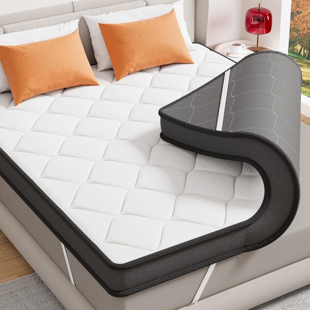 3 Inch Queen Memory Foam Mattress Topper, Cooling Plush Pillowtop Cover Bed T...