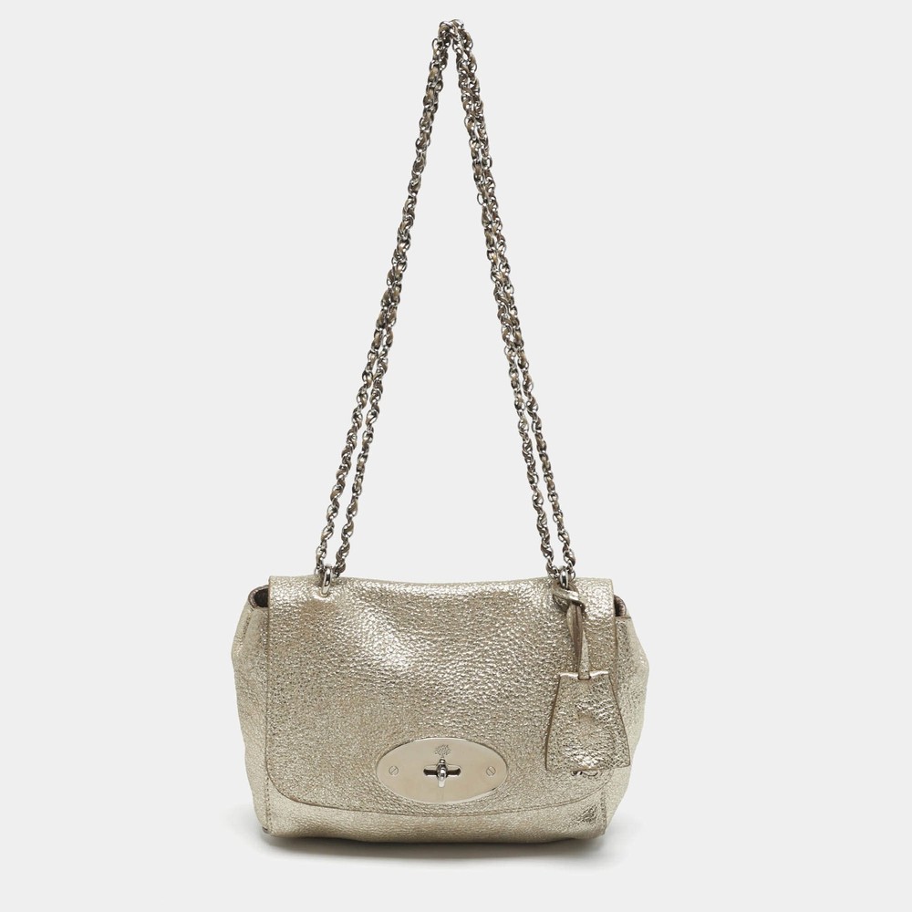 Mulberry Lily Gold Shimmering Leather Crossbody Bag