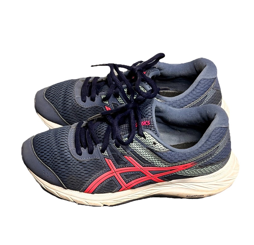 Asics Gel Contend 6 Trainers Ampli Foam Womens Size 7.5 Blue And Pink