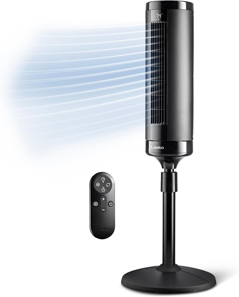 Elevation Adjustable Tower Fan 42”-54”, Pedestal Fan, 31 ft/s Airflow