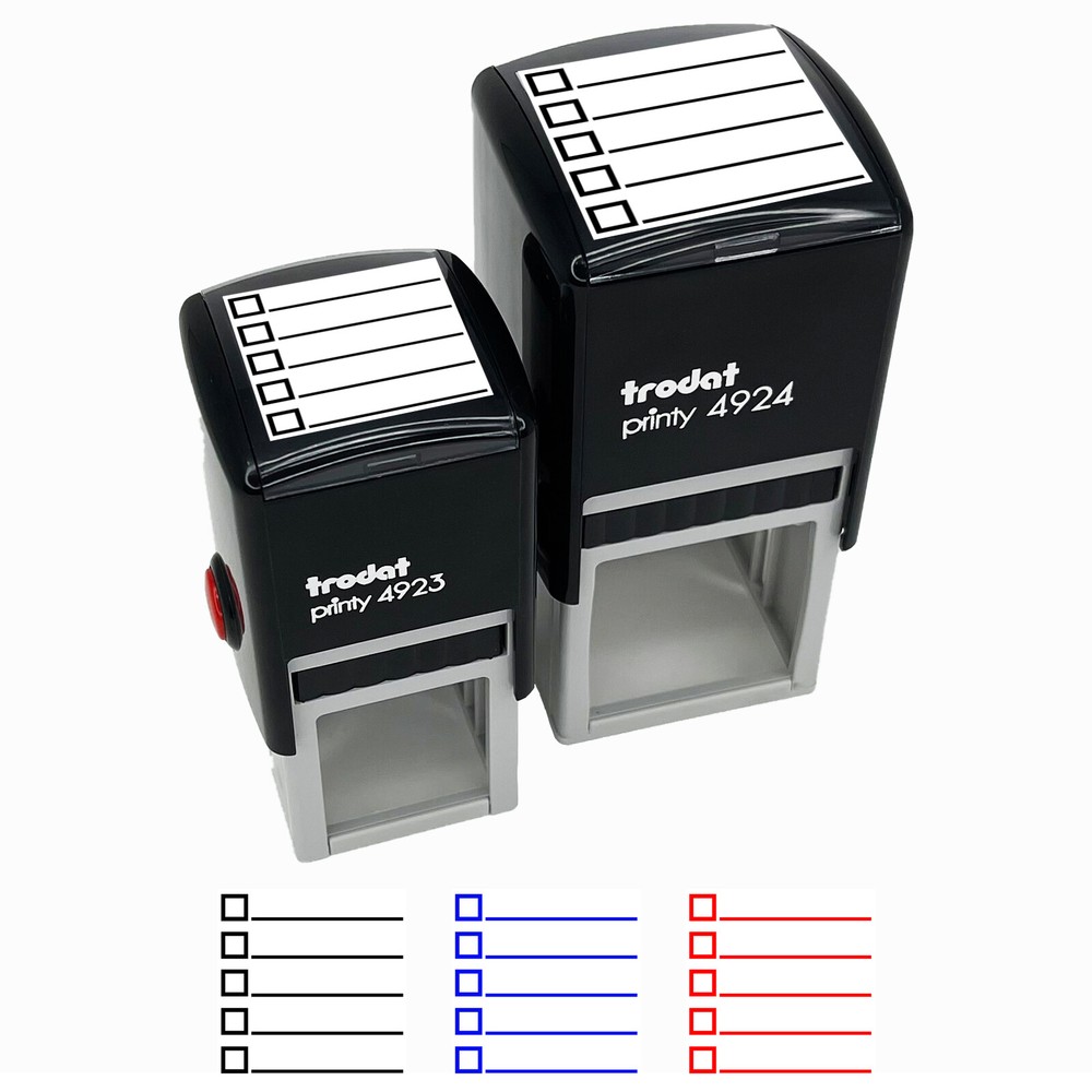 Bulleted Check List Checklist Squares Lines Self-Inking Rubber Stamp Ink Stamper