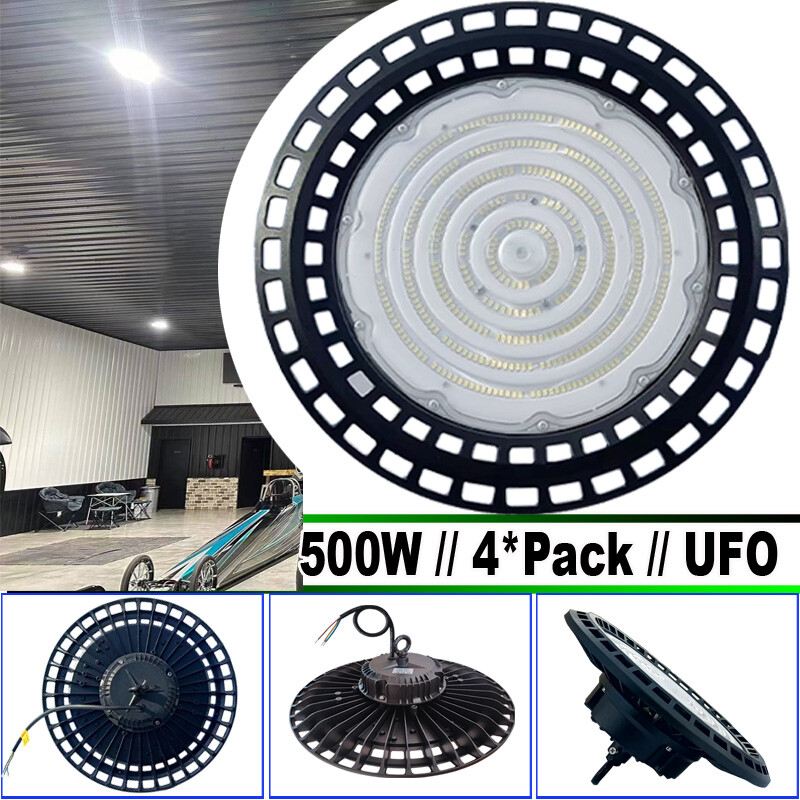 4-Pack 500W UFO LED High Bay Light for Warehouse & Commercial Spaces  