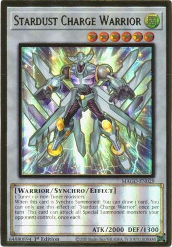 Stardust Charge Warrior MAGO-EN029 Premium Gold Rare 1st Edition Near Mint