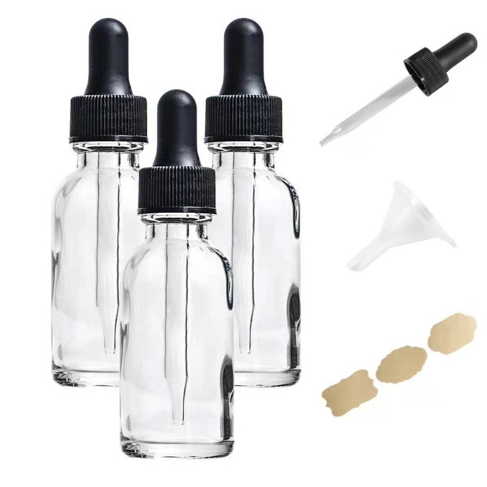 3 Pack 1oz (30ml) Clear Dropper Bottles, Tincture Bottles with Dropper, Clear...