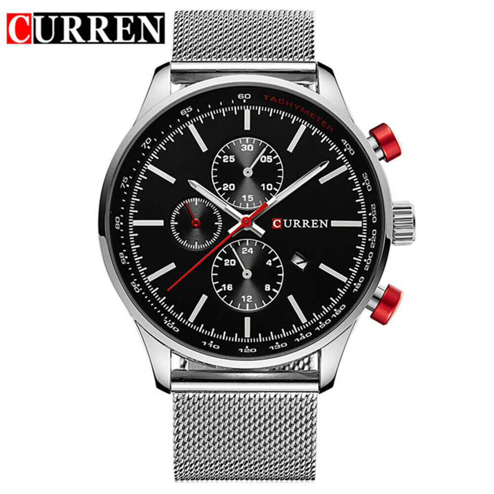 Curren Luxury Men's Quartz Watch with Mesh Band for Business