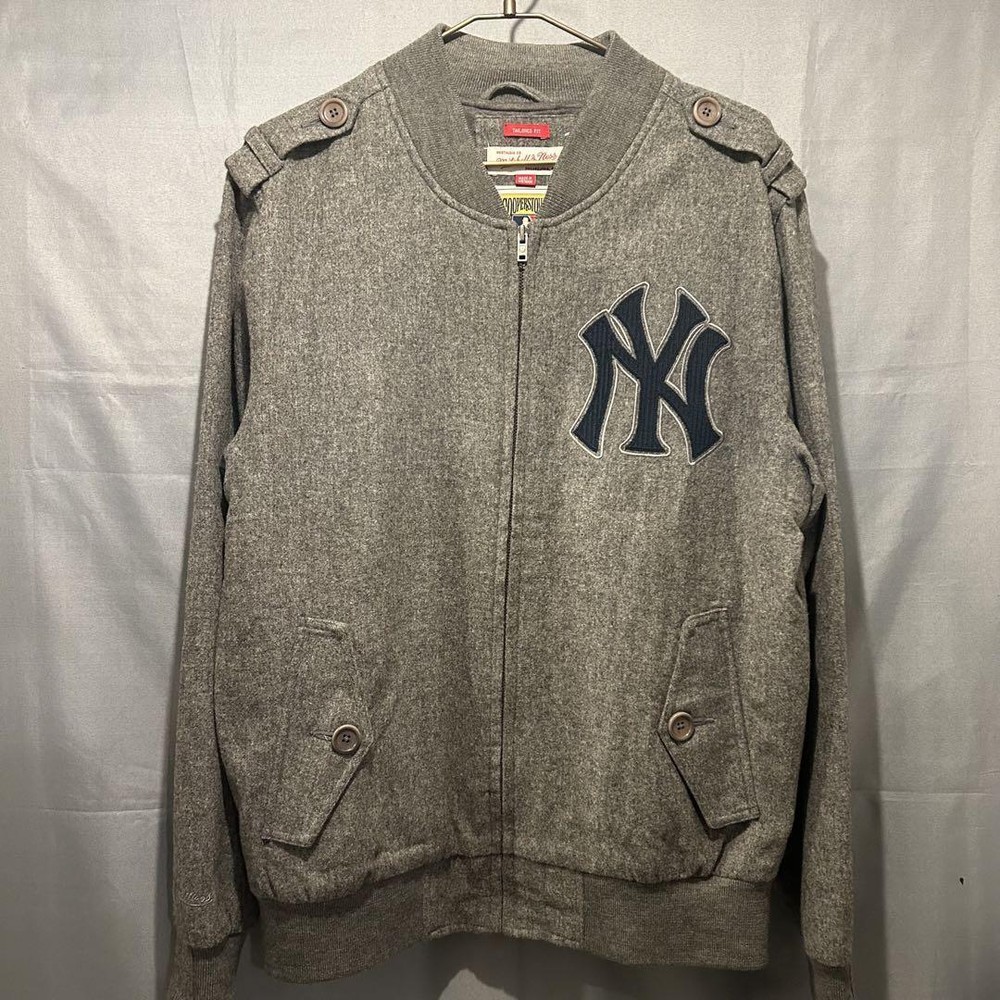 Mitchell & Ness New York Yankees Jacket Gray Wool Cotton Size L Used