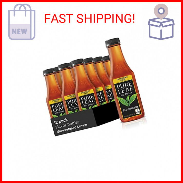 Pure Leaf Iced Tea Unsweetened Black Tea with Lemon, Unsweetened, 18.5 Fl Oz (Pa