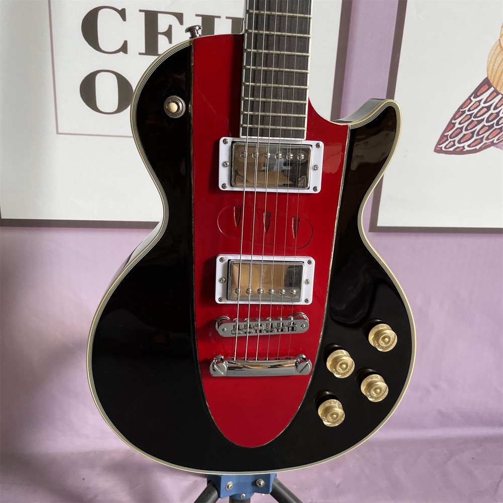 LP Custom Electric Guitar Black Body 6 String HPL Fretboard Chrome Parts 2H