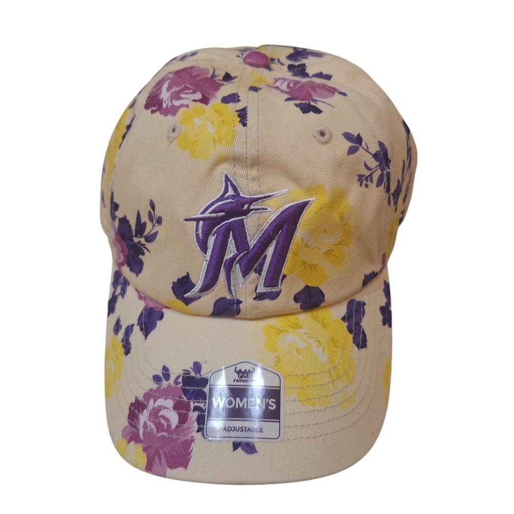 MIAMI MARLINS Floral Fan Favorite MLB Women's Adjustable Baseball Hat Cap NEW