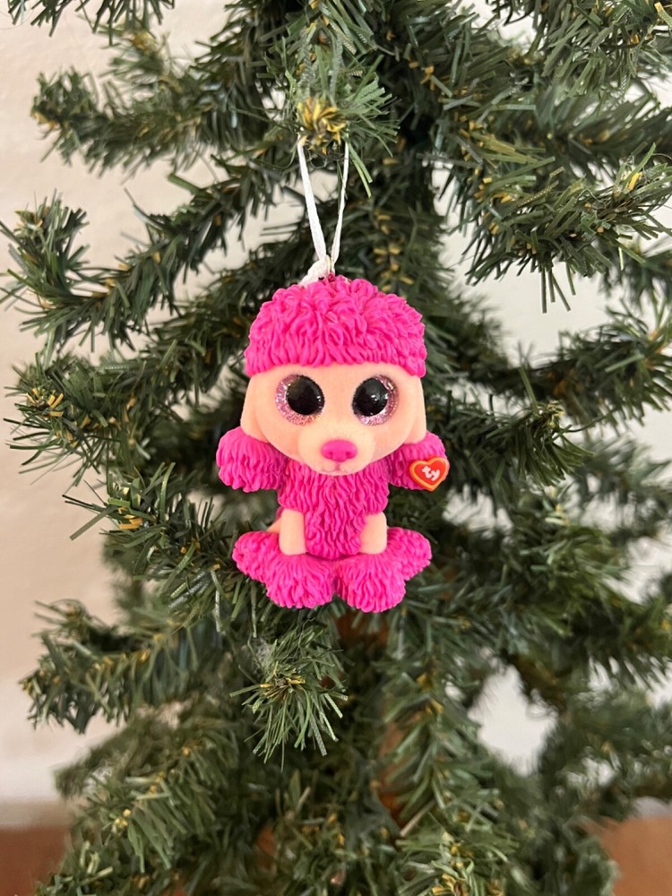 Beanie Boos Pink Velvet Poodle Christmas Ornament
