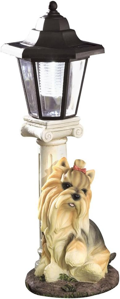 Solar-Powered Yorkie Resin Garden Lantern with LED Light