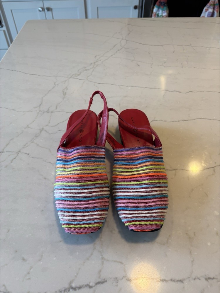 Karen Scott Carlton Red Rose Rainbow Sling Back Sandals, Size 7.5