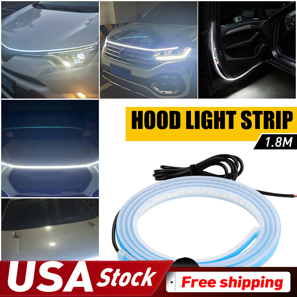 12V LED Hood Light Strip Cover for Daytime Running Fit Most Models  