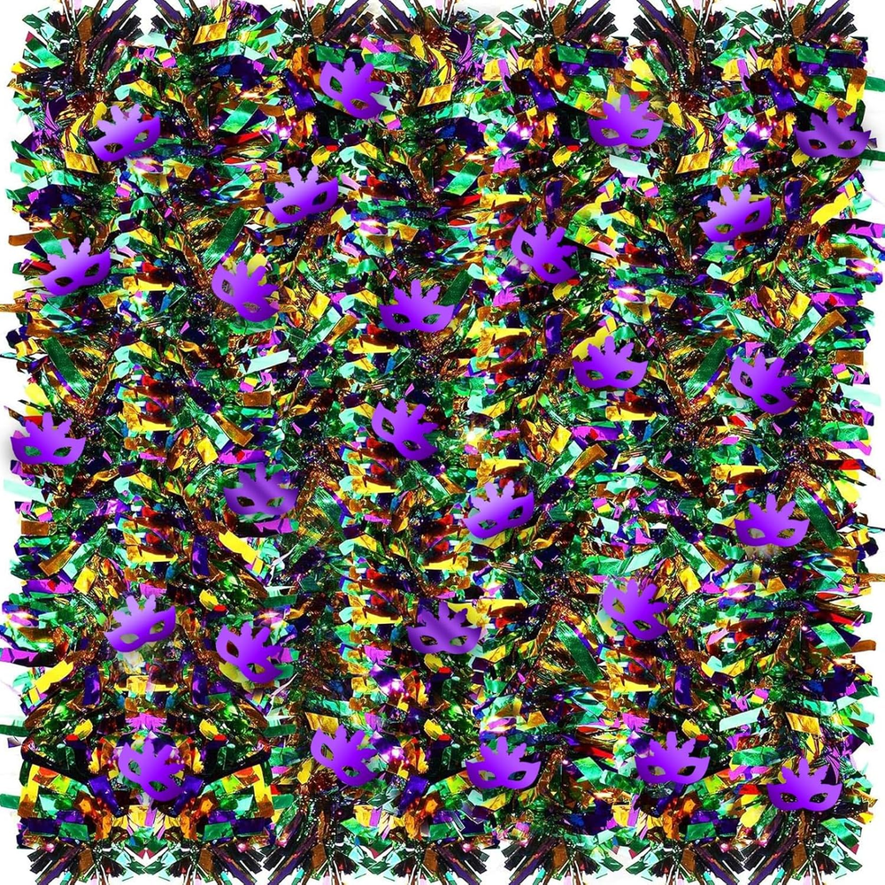 Mardi Gras Tinsel Garlands Glitter Mixed Color Metallic Tinsel Chunky Glittering