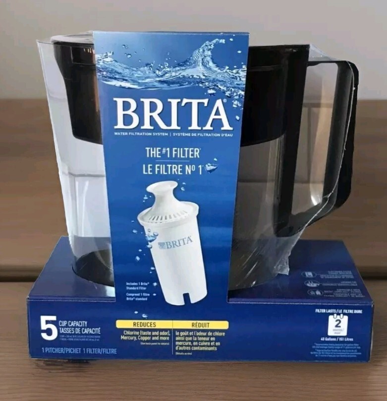 Brita Soho 5 Cup Pitcher With Filter Black BPA Free Water Filtration System NEW